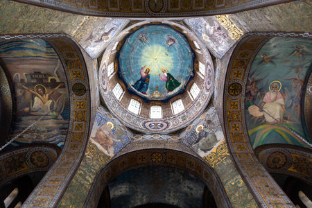 Hlukhiv, Ukraine - October 16, 2021: The interior of Church of Three Saint Anastasias, an an Orthodox temple in Glukhov, built in late 19th century.のeditorial素材