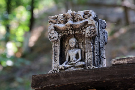 Cherkasy, Ukraine - August 15, 2021: Sculpture in White Lotus shrine, the largest Buddhist temple in Ukraine, founded in 1988 by Vladimir Skubaev.のeditorial素材