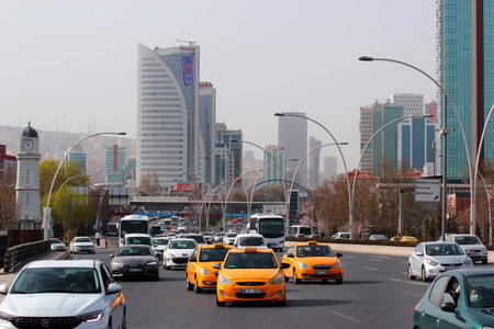 Ankara, Turkey - April 18, 2022: View of Mevlana Boulevard, a former part of the Ankara ring road,...