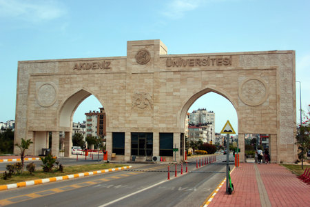 Antalya, Turkey - April 29, 2022: Mediterranean Akdeniz University, established in 1982 as the leading higher education institution in the Western Mediterranean regionのeditorial素材