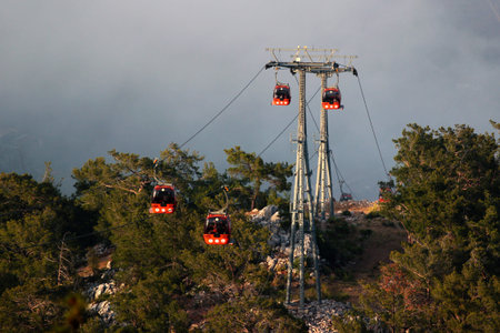 Antalya, Turkey - May 29, 2022: Cable car to Tunek tepe, a coastal hill overlooking the west side of...
