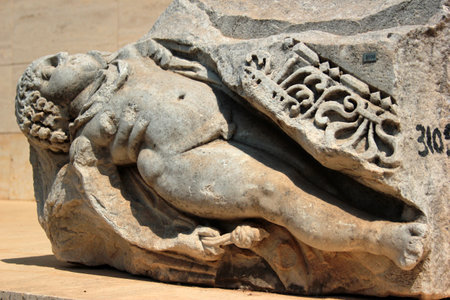 Antalya, Turkey - August 6, 2022: Ancient Greek and Roman sculptures and artifacts in Archaelogical Museum of Antalyaのeditorial素材