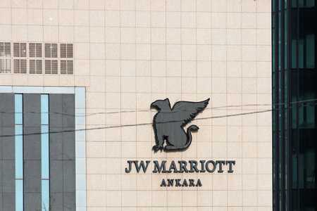 Ankara, Turkey - April 18, 2022: JW Marriott Hotel in central downtown Ankara, part of a famous international chain of luxury hotelsのeditorial素材