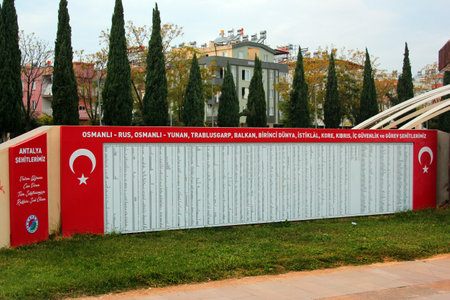 Antalya, Turkey - October 14, 2022: Martyrs' park, dedicated to the heroism of Turkish soldiers, the victory in Canakkale, the tragedy in Sarikamish and other events of the war for independence.のeditorial素材