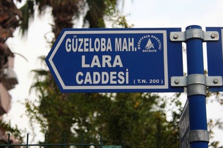 Antalya, Turkey - October 18, 2022: Lara street in eastern part of Antalya is a popular place among tourists with many luxurious hotels.のeditorial素材