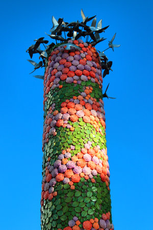 Antalya, Turkey - May 13, 2022: Column at the famous Gulluk, or Rose Flower Garden Street, in central Muratpasa districtのeditorial素材