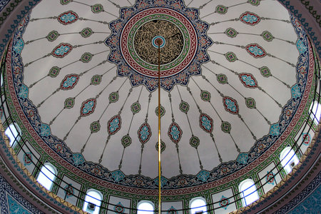 Antalya, Turkey - May 12, 2022: Interior of Cemile-Yusuf Delialioglu Mosque in Hurma neighbourhood...