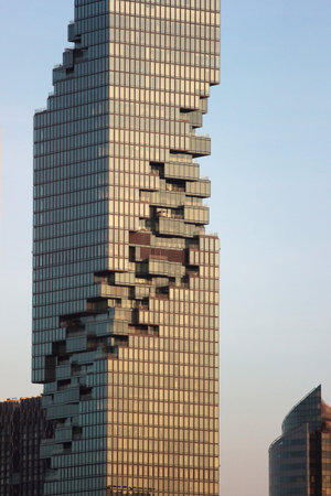 Bangkok, Thailand - December 11, 2019: King Power MahaNakhon, a mixed-use skyscraper in the Silom...