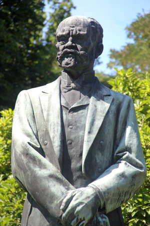 Karlovy Vary, Czech Republic - August 10, 2023: Monument to Antonin Leopold Dvorak, a Czech composer of the 19th centuryのeditorial素材