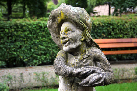 Nuremberg, Germany - August 27, 2023: Sculptures in Hesperides Gardens, ornamental gardens in the Renaissance and Baroque styles with fountains and figures in the St. Johannis district of Nurembergのeditorial素材