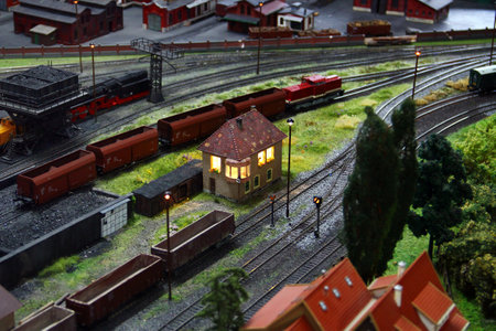Netzschkau, Germany - November 26, 2023: Model railroad exhibition of local club in Vogtland district of Saxony. Railroad modelling is a popular hobby in Germany.のeditorial素材