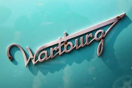 Reichenbach-im-Vogtland, Germany - August 31, 2024: Vintage cars on display at the annual Oldtimer Club meeting. Wartburg models, produced by Automobilwerk Eisenach (1956-1991), featured prominently.のeditorial素材