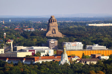 Leipzig, Germany - September 7, 2024: Monument to the Battle of the Nations, the Leipzig's most famous landmark in the centre of the battlefield of the Battle of the Nations in 1813.のeditorial素材