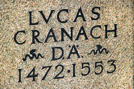 Kronach, Germany - September 15, 2024: Monument to Lucas Cranach the Elder, a a German Renaissance painter who was born in Kronach, a town located in Upper Franconia, Bavaria.のeditorial素材