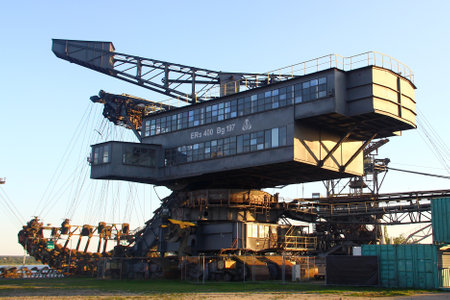 Graefenheinichen, Germany - September 21, 2024: Ferropolis (City of Iron), an open-air museum of huge industrial machines and a venue for music festivals on the site of a former strip mining operationのeditorial素材