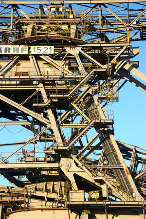 Graefenheinichen, Germany - September 21, 2024: Ferropolis (City of Iron), an open-air museum of huge industrial machines and a venue for music festivals on the site of a former strip mining operationのeditorial素材