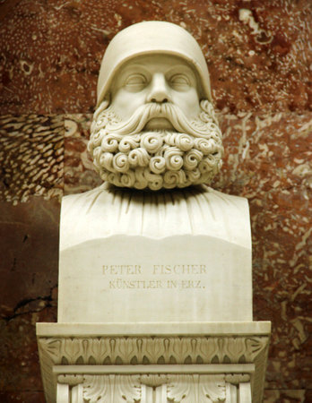Donaustauf, Germany - October 26, 2024: Bust of German metallurgist Peter Fischer at Walhalla, the Bavarian hall of fame dedicated to distinguished figures in German historyのeditorial素材