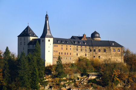 Mylau castle in Reichenbach im Vogtland district of Vogtland, Saxony, Germany. It is one of the best-preserved medieval castles in Saxony.の写真素材