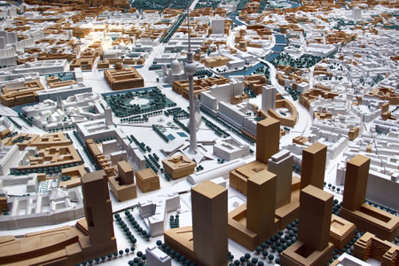 Berlin, Germany - July 8, 2024: Berlin physical city model in The Senate Department for Urban Development, Building, and Housingのeditorial素材