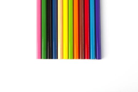 Color pencils lie on a white backgroundの写真素材