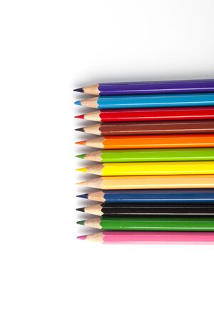 Color pencils lie on a white backgroundの写真素材