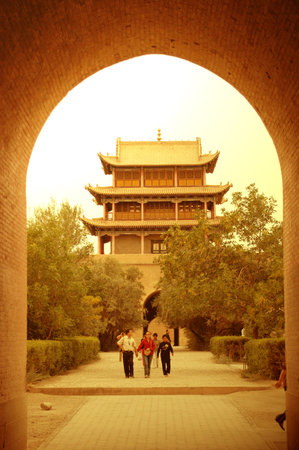 Jiayuguan, west end of Great Wall, Gansu of China のeditorial素材