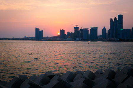 Qingdao seaside sunsetのeditorial素材