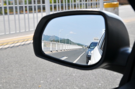 Closeup of rearview mirrorのeditorial素材