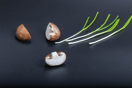 Mushrooms and shallotの写真素材