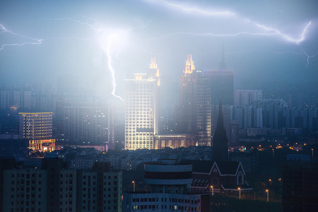 Lightning over the cityのeditorial素材