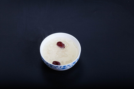 Mounted in a bowl of white fungus soupの写真素材
