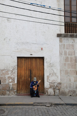 Arequipa, Peru, street performers playing musical instruments