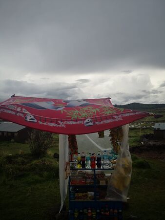 A small shop on the top of the Andesの写真素材