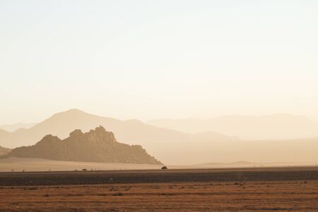 African desert, smoke, mountains, yellowの写真素材