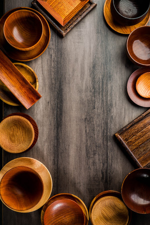 Wooden tablewareの写真素材