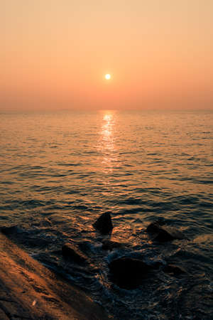 Hongkong changzhou island sunset beach golden viewの写真素材