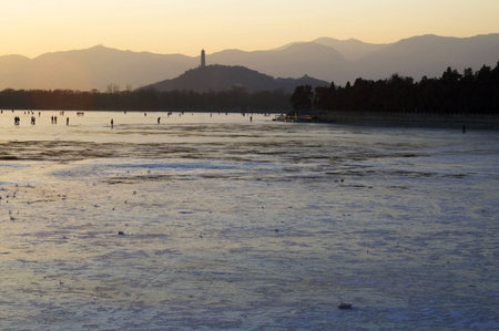 Winter scenery taken in Summer Palace, Beijing Chinaの写真素材