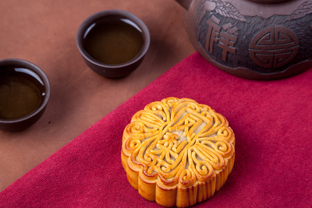 Moon cakes for the Chinese Mid-autumn festivalの写真素材
