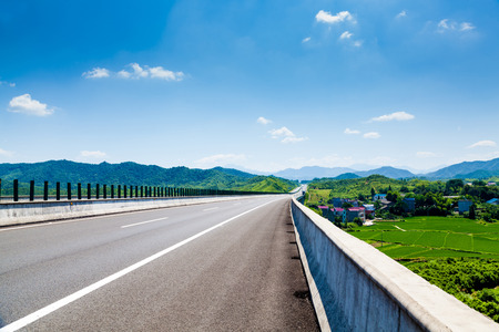 Highway, blue sky, sunny weatherの写真素材