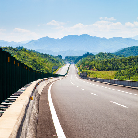 Highway, blue sky, sunny weatherの写真素材