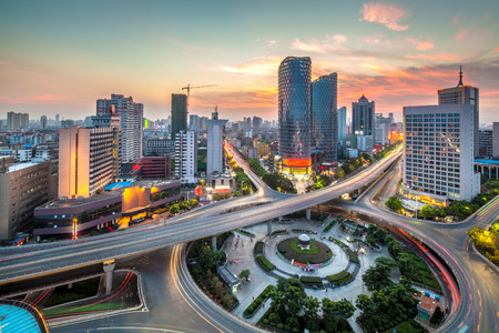 night view of the bridge and city in shanghai china.の写真素材