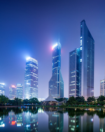 the night view of the lujiazui financial centre in shanghai china.の写真素材