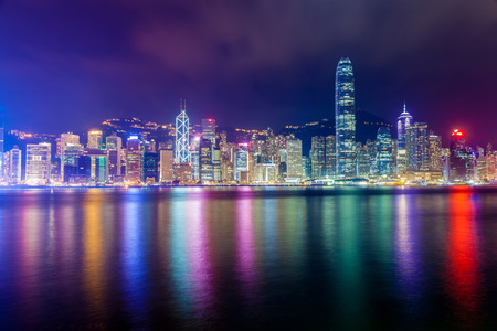 Hong Kong skyline at nightの写真素材