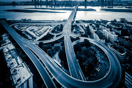 traffic on junction in cityの写真素材