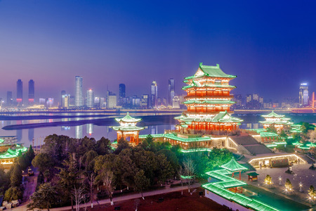 the tengwang pavilion in sunset ,one of the four famous towers in south China.の写真素材