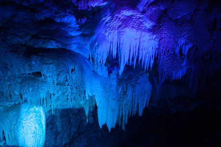 Stalactites and stalagmites in caveの写真素材