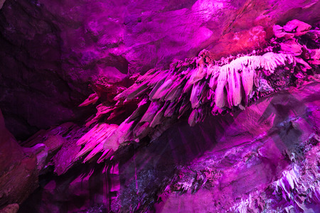 Stalactites and stalagmites in caveの写真素材