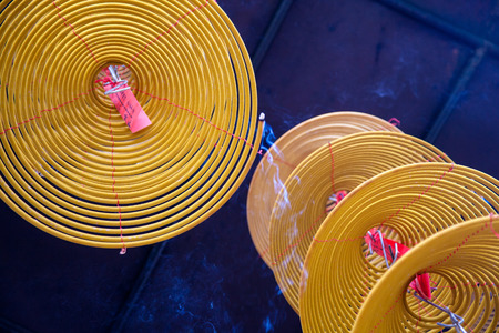 A close up of buring incenseの写真素材