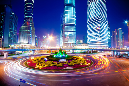 the night view of the lujiazui financial centre in shanghai china.の写真素材