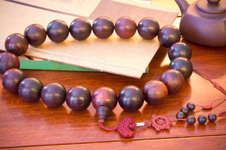 Hindu and buddhist prayer beadsの写真素材